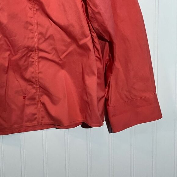 Chico’s No Iron Jacket Women’s 3 X-Large Coral Button Front Long Sleeve VNeck - Picture 4 of 12